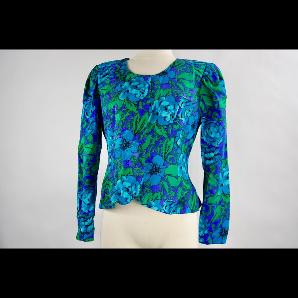 Vintage Peplum Floral Top- Silk